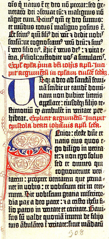 Gutenberg 42 soros Bibliájának töredéke